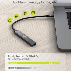 GOOBAY USB hub 74457, 4x θυρών, USB 3.2, 5Gbps, USB-C σύνδεση, γκρι