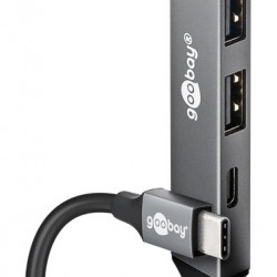 GOOBAY USB hub 74459, 4x θυρών, USB 3.2, 5Gbps, USB-C σύνδεση, γκρι