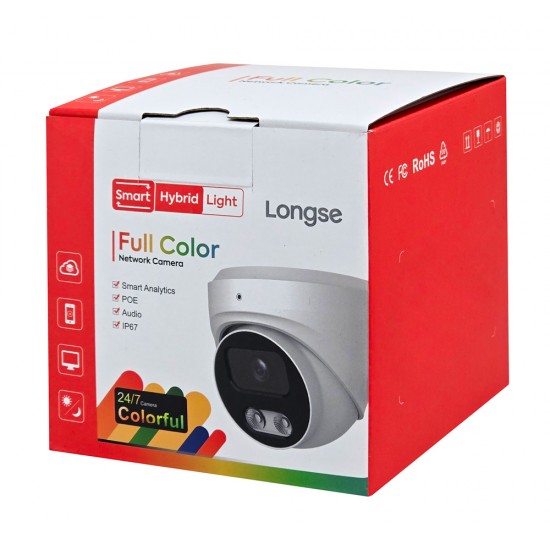 LONGSE IP κάμερα CMSBKL2RC-28PM με μικρόφωνο, 2MP, 2.8mm, αδιάβροχη IP67, PoE, SD