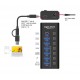 DELOCK USB hub 64326 με διακόπτες, 7x θυρών, 10Gbps, USB/USB-C σύνδεση, μαύρο