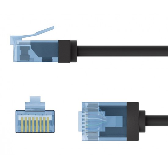 GOOBAY καλώδιο δικτύου 74233, CAT 6A U/UTP, ultra slim, copper, 500MHz, 1m, μαύρο