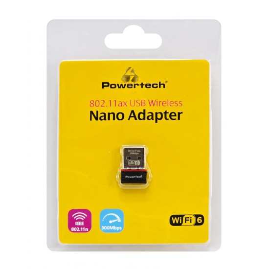 POWERTECH ασύρματος USB αντάπτορας δικτύου PT-1383, 300Mbps WiFi 6