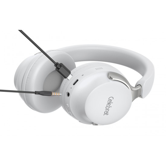 CELEBRAT headphones A40, ασύρματα & ενσύρματα, 40mm, 250mAh, λευκά