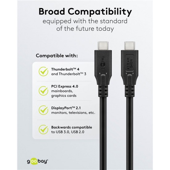 GOOBAY καλώδιο USB-C 74183, USB4, 240W, 40Gbps, 8K/60Hz, 1m, μαύρο