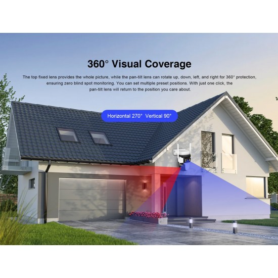 VSTARCAM smart ηλιακή κάμερα CB621DR, dual lens, 3MP, WiFi, SD, PTZ, IP66
