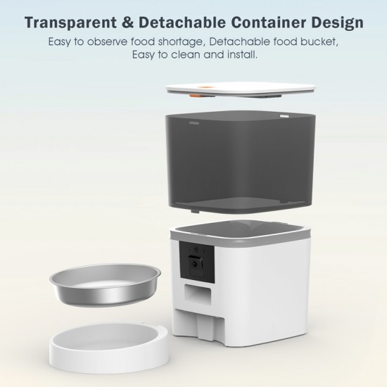 BRUNO smart ταΐστρα κατοικίδιων BRN-0237, κάμερα 2MP με night vision, 6L, WiFi, λευκή