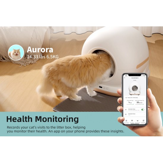 BRUNO smart αυτοκαθαριζόμενη τουαλέτα γάτας BRN-0235, 58.2x51.3x53cm, λευκή