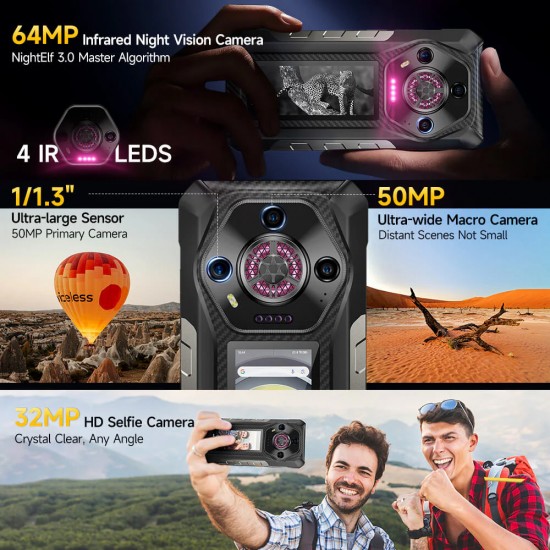 ULEFONE smartphone Armor 30 Pro, 6.95" & 3.4", 16/512GB, 5G, 12800mAh, IP68/IP69K, μαύρο