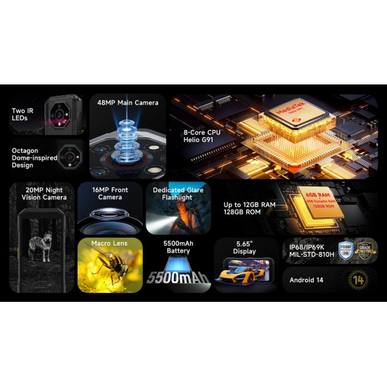 ULEFONE smartphone Armor X32, 5.65", 6/128GB, 5500mAh, IP68/IP69K, μαύρο