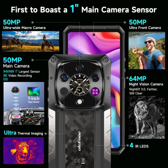 ULEFONE smartphone Armor 28 Ultra Thermal, 6.67" & 1.04, 16/1TB, 5G, 10600mAh, IP68/IP69K, μαύρο