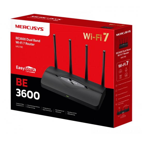 MERCUSYS router MR27BE, WiFi 7, 3.6Gbps BE3600, EasyMesh, Ver 1.20