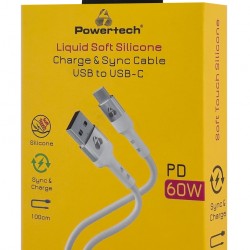 POWERTECH καλώδιο USB-C σε USB PTR-0162, σιλικόνης, 60W, 480Mbps, 1m, λευκό