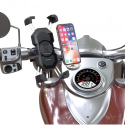 POWERTECH ασύρματος φορτιστής & βάση smartphone μοτοσυκλέτας PTL-024, 7.5W, μαύρη