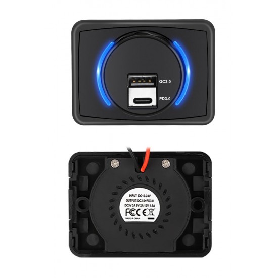 POWERTECH πρίζα USB για σκάφη & οχήματα PTL-027, USB & USB-C