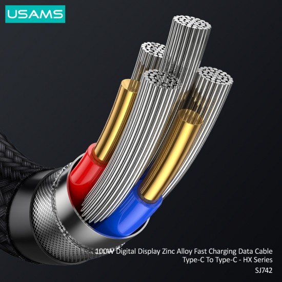 USAMS καλώδιο USB-C SJ742, 100W, 480Mbps, 1.2m, μαύρο