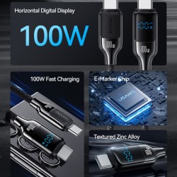 USAMS καλώδιο USB-C SJ742, 100W, 480Mbps, 1.2m, μαύρο