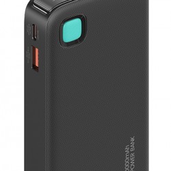 USAMS power bank CD225 με καλώδιο Lightning, 2x θύρες εξόδου, 10000mAh, 20W, μαύρο