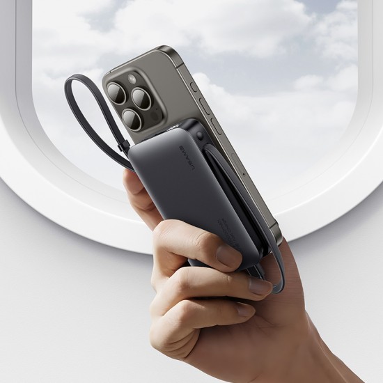 USAMS power bank CD228 με 2x καλώδια, 2x θύρες εξόδου, 10000mAh, 20W, γκρι
