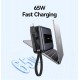 USAMS power bank CD243 με καλώδιο USB-C, 2x θύρες εξόδου, 20000mAh, 65W, γκρι