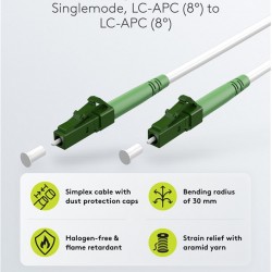 GOOBAY καλώδιο οπτικής ίνας LC-APC 59583, Singlemode OS2, 0.5m, λευκό