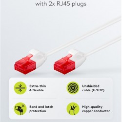 GOOBAY καλώδιο δικτύου 71549, CAT 6 U/UTP, slim, copper, 250MHz, 0.15m, λευκό