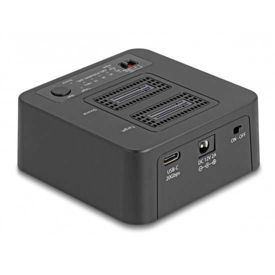 DELOCK docking station για M.2 NVMe SSD 64300, 2 θέσεων, 20Gbps, clone/erase function, μαύρο