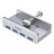 ORICO USB hub MH4PU-P με σφιγκτήρα, 4x θυρών, 5Gbps, USB σύνδεση, ασημί