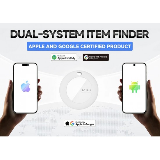 MILI κουδούνι ποδηλάτου με smart tag MiTag Duo, iOS & Android, Bluetooth tracker, μαύρο/λευκό