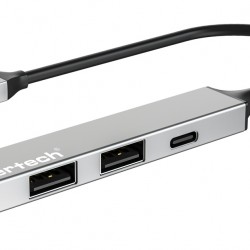 POWERTECH USB hub PT-1413, 4x θυρών, USB 3.2, 5Gbps, USB σύνδεση, γκρι