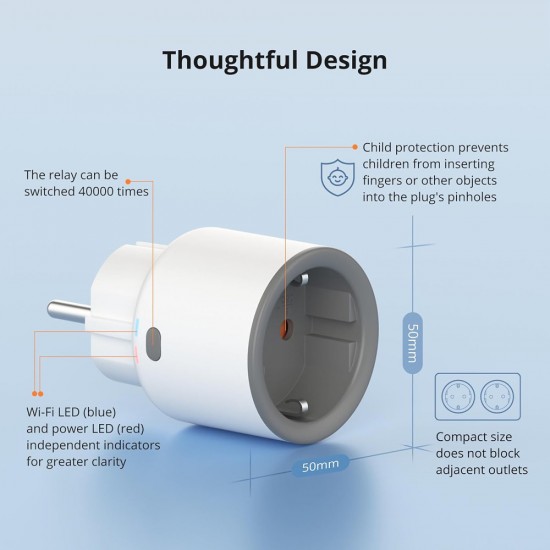 SONOFF smart αντάπτορας ρεύματος S60TPF, μονός, 4000W, WiFi, λευκός