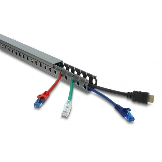 DELOCK cable management 22028, πλαστικό, 30x30mm, 1m, γκρι