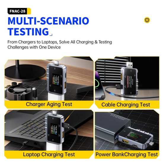 FNIRSI USB tester φόρτισης FNAC-28, USB & USB-C