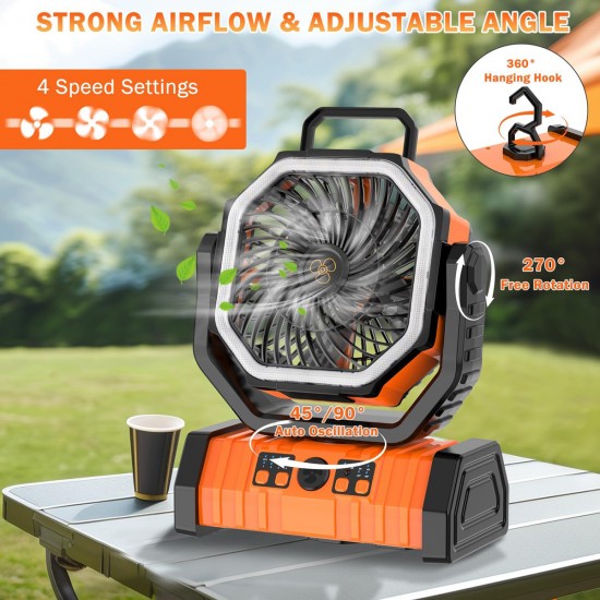 POWERTECH φορητός ανεμιστήρας PT-1430 με χειριστήριο, 20000mAh, πορτοκαλί