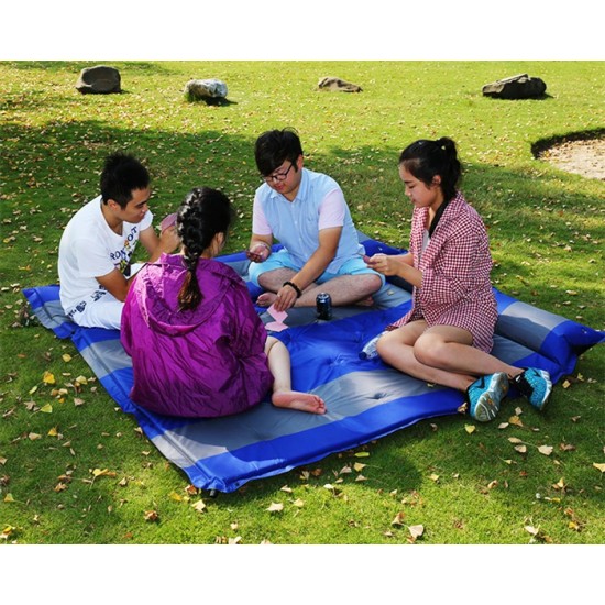 HOME USE αυτοφούσκωτο στρώμα HUH-0238 με μαξιλάρι, διπλό, 192x132x3cm, μπλε/γκρι