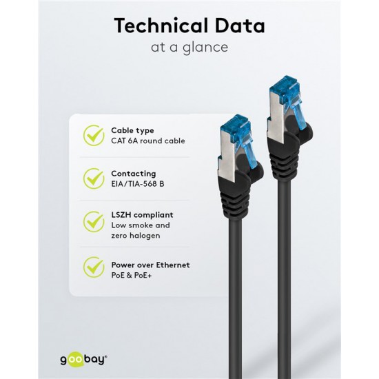 GOOBAY καλώδιο δικτύου 93820, CAT 6A S/FTP, 500MHz, Copper, 5m, μαύρο