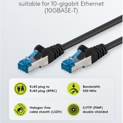 GOOBAY καλώδιο δικτύου 94152, CAT 6A S/FTP, 500MHz, Copper, 0.25m, μαύρο