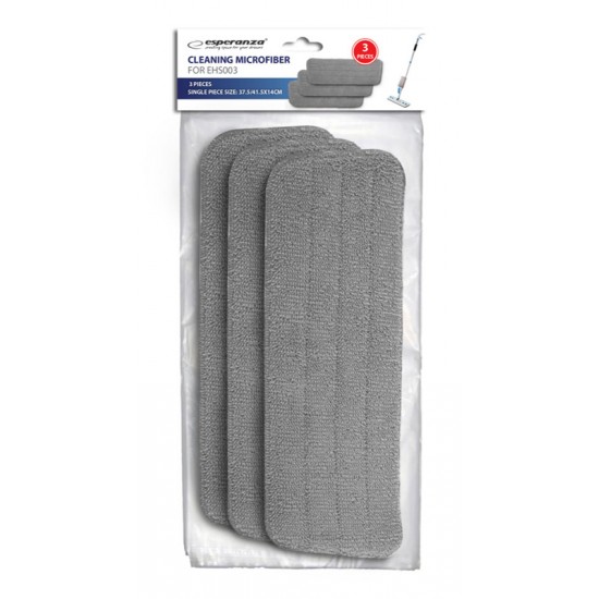 ESPERANZA ανταλλακτικά πανιά μικροϊνών παρκετέζας EHS003SP3, 41.5x14cm, γκρι, 3τμχ