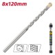 DELI τρυπάνι DH-JGZ080-E1 για τοίχο, 40Cr YG6, 8x120mm, κυλινδρικό