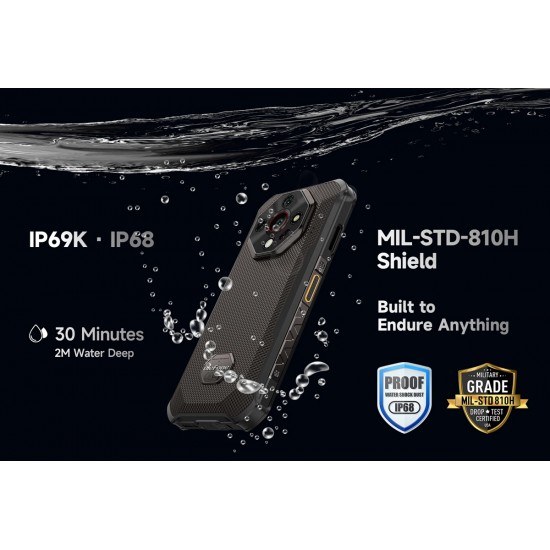 ULEFONE smartphone Armor X16, 6.56", 6/128GB, 10360mAh, IP68/IP69K/MIL-STD-810H, μαύρο