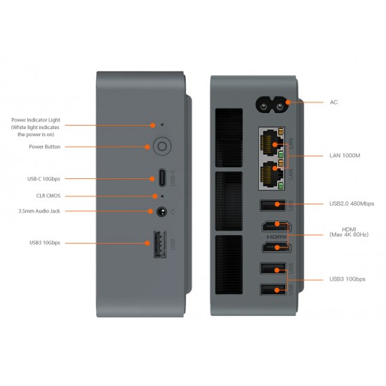 BEELINK mini PC EQR6, AMD Ryzen 5 6600U, 24GB, 500GB M.2, Windows 11 Pro