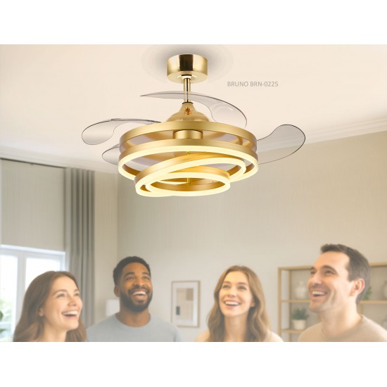 BRUNO ανεμιστήρας οροφής με LED φως BRN-0225, AC 122W, 42", Φ107x47εκ, χρυσός