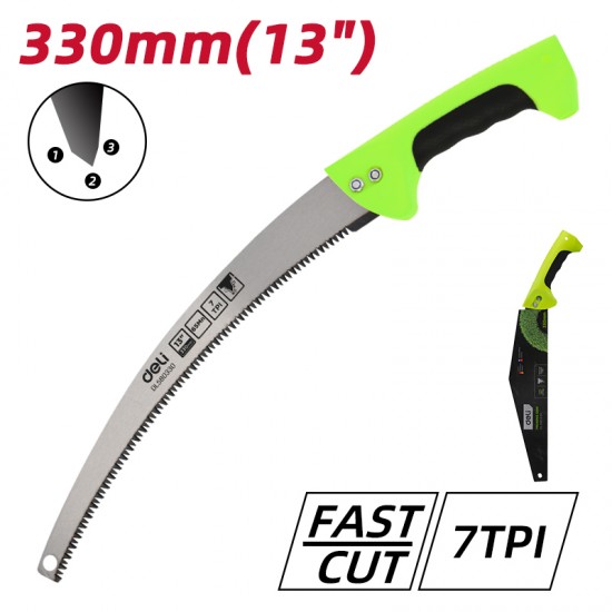 DELI πριόνι ξύλου DL580330 με αντιολισθητική λαβή, 330mm, 7 TPI