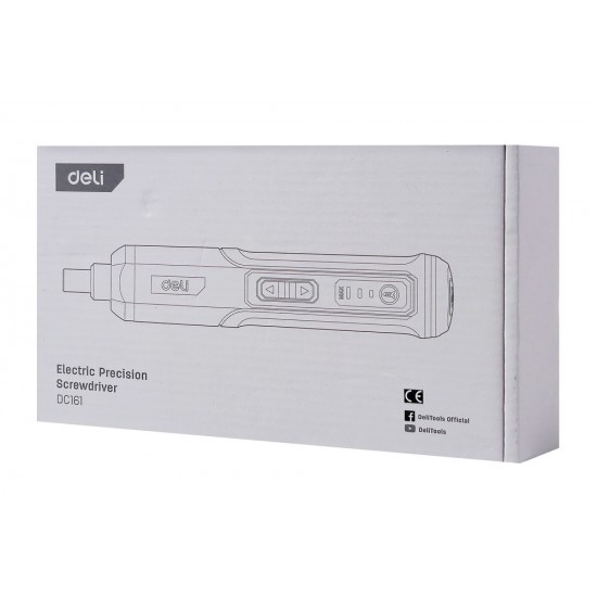 DELI σετ κατσαβίδι μπαταρίας με μύτες DC161, LED φακός, 2000mAh