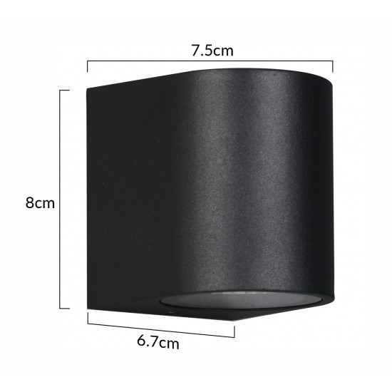 POWERTECH φωτιστικό τοίχου HLL-0187 για GU10 λάμπα, μεταλλικό, IP65, μαύρο