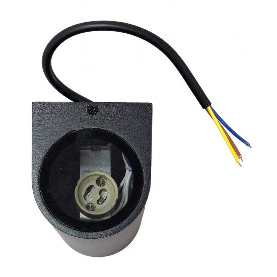 POWERTECH φωτιστικό τοίχου HLL-0188 για 2x GU10 λάμπες, μεταλλικό, IP65, μαύρο
