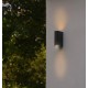 POWERTECH φωτιστικό τοίχου HLL-0188 για 2x GU10 λάμπες, μεταλλικό, IP65, μαύρο