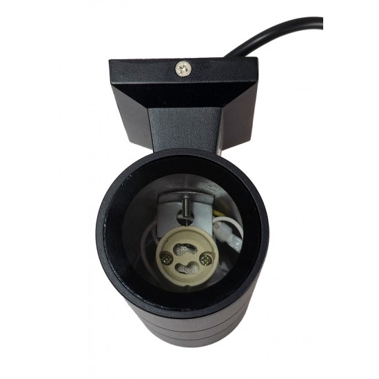 POWERTECH φωτιστικό τοίχου HLL-0190 για 2x GU10 λάμπες, μεταλλικό, IP65, μαύρο