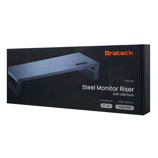 BRATECK επιτραπέζια βάση για οθόνη/laptop STB-118 με 3x USB θύρες, 17-32", έως 20kg, μαύρη