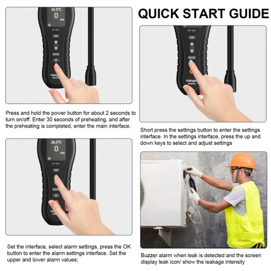 NOYAFA ανιχνευτής διαρροής ψυκτικού υγρού NF-604, CFCS/HCFC/HFCS