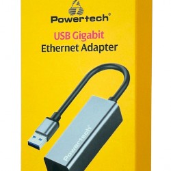 POWERTECH αντάπτορας δικτύου PT-1454, USB, 1000Mbps Ethernet, γκρι
